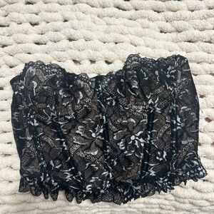 White Fox black lace corset top